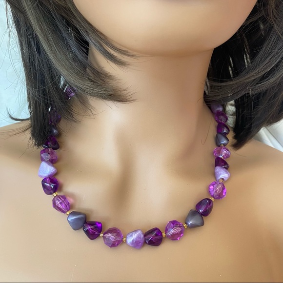 West Germany Vintage Purple Necklace - Picture 8 of 14